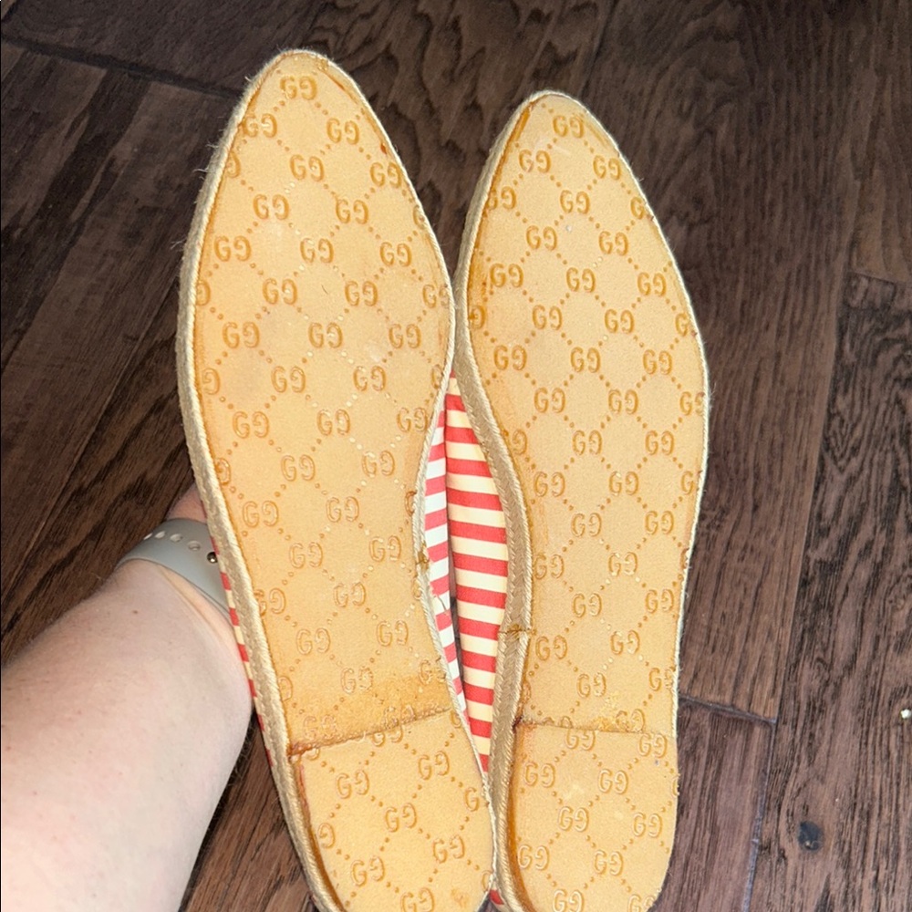 Vintage Gucci Red and White Striped Women's Flats Sz 40 - Picture 7 of 12
